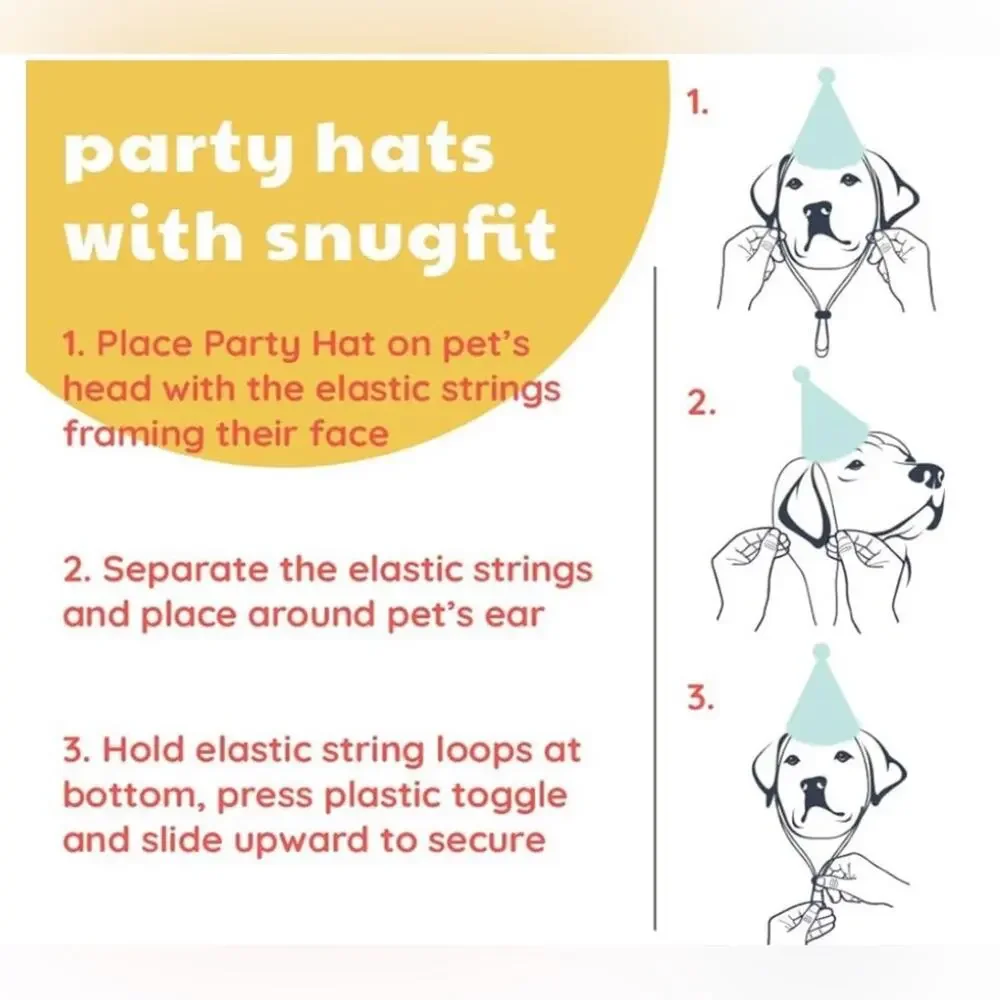 Dog/Cat Party Hat - Fun Birthday Hat w/ SnugFit Adjustable Straps -Comfy Costume